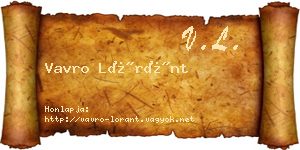 Vavro Lóránt névjegykártya